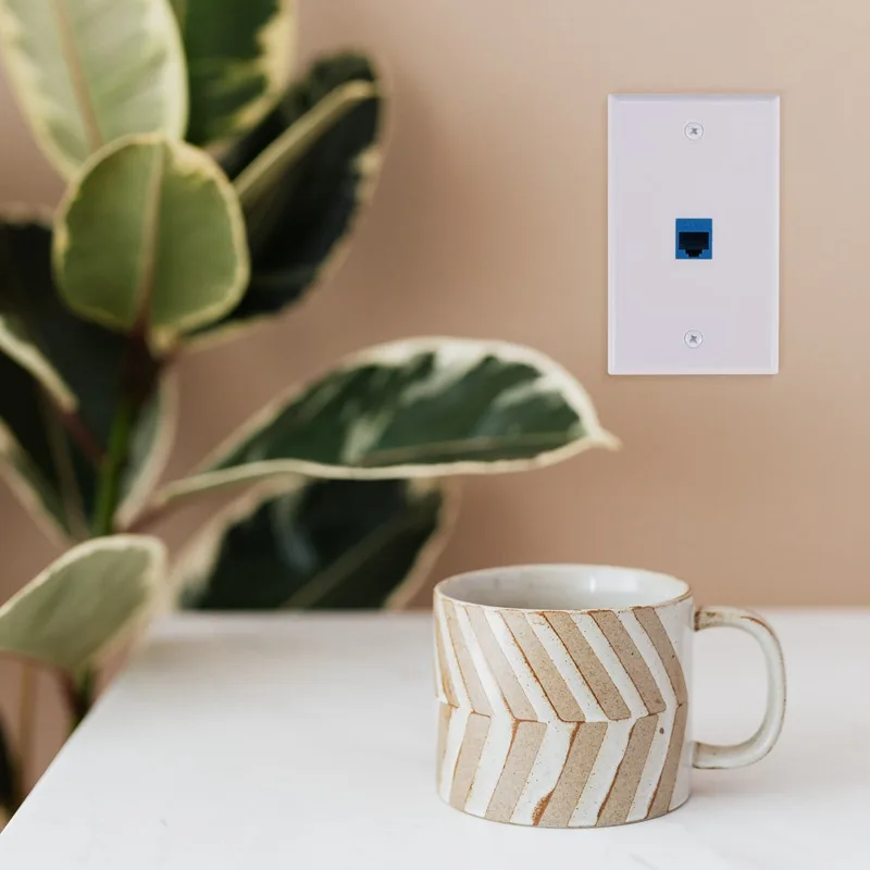 

4X Настенная розетка Cat6 Ethernet, 1 порт RJ45, сетевой соединитель Keystone (гнездо-гнездо), белый и синий