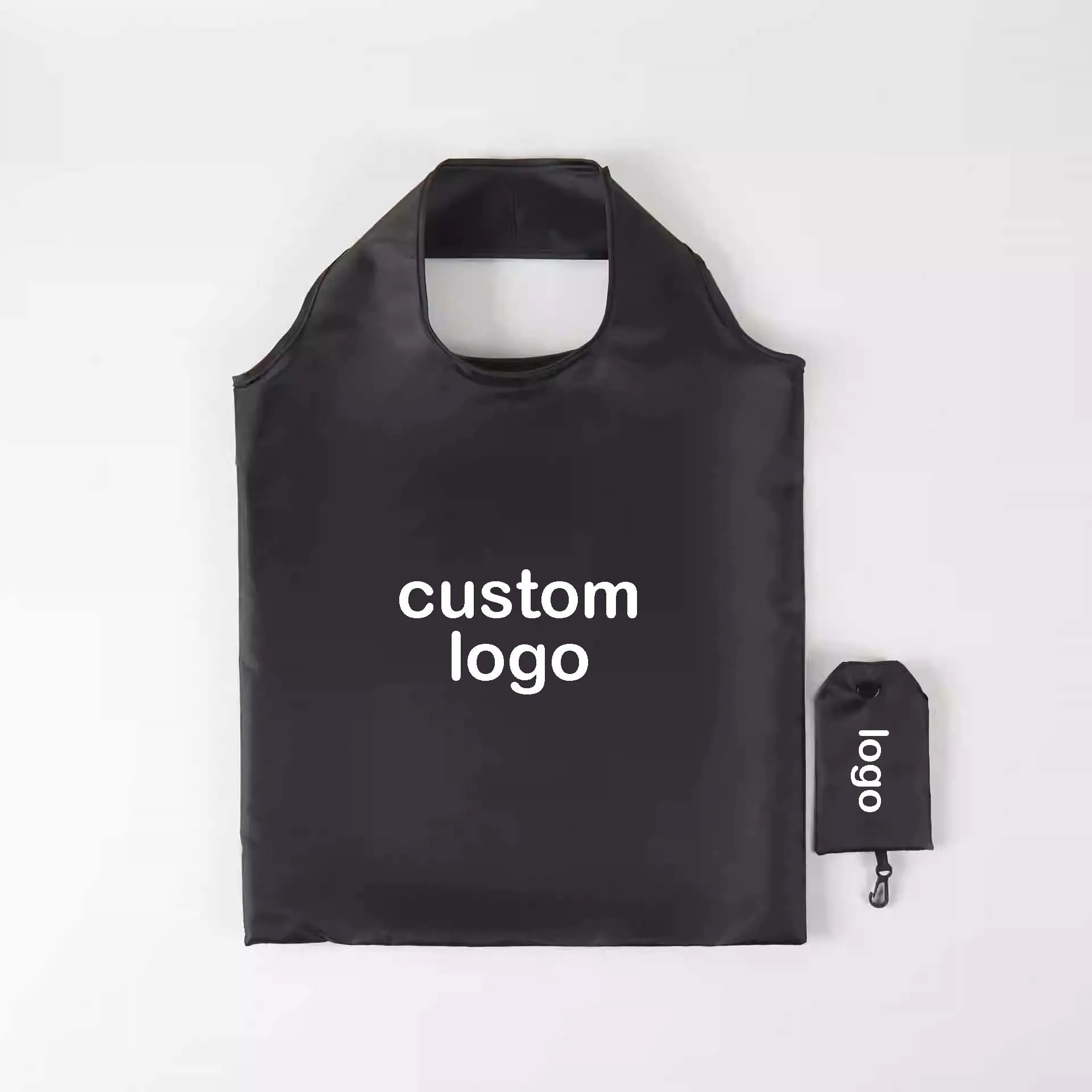50PCS/LOT Custom Logo Eco-Friendly Reusable Foldable Portable Shopping Bags | Shoulder Handbag for Travel & Grocery