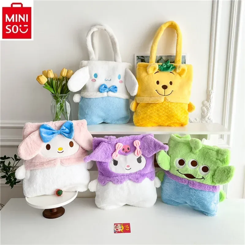 

MINISO Disney Cartoon High Quality Plush Winnie the Pooh Cute Anime Handbag for Women, Large Capacity Storage Shoulder Bag