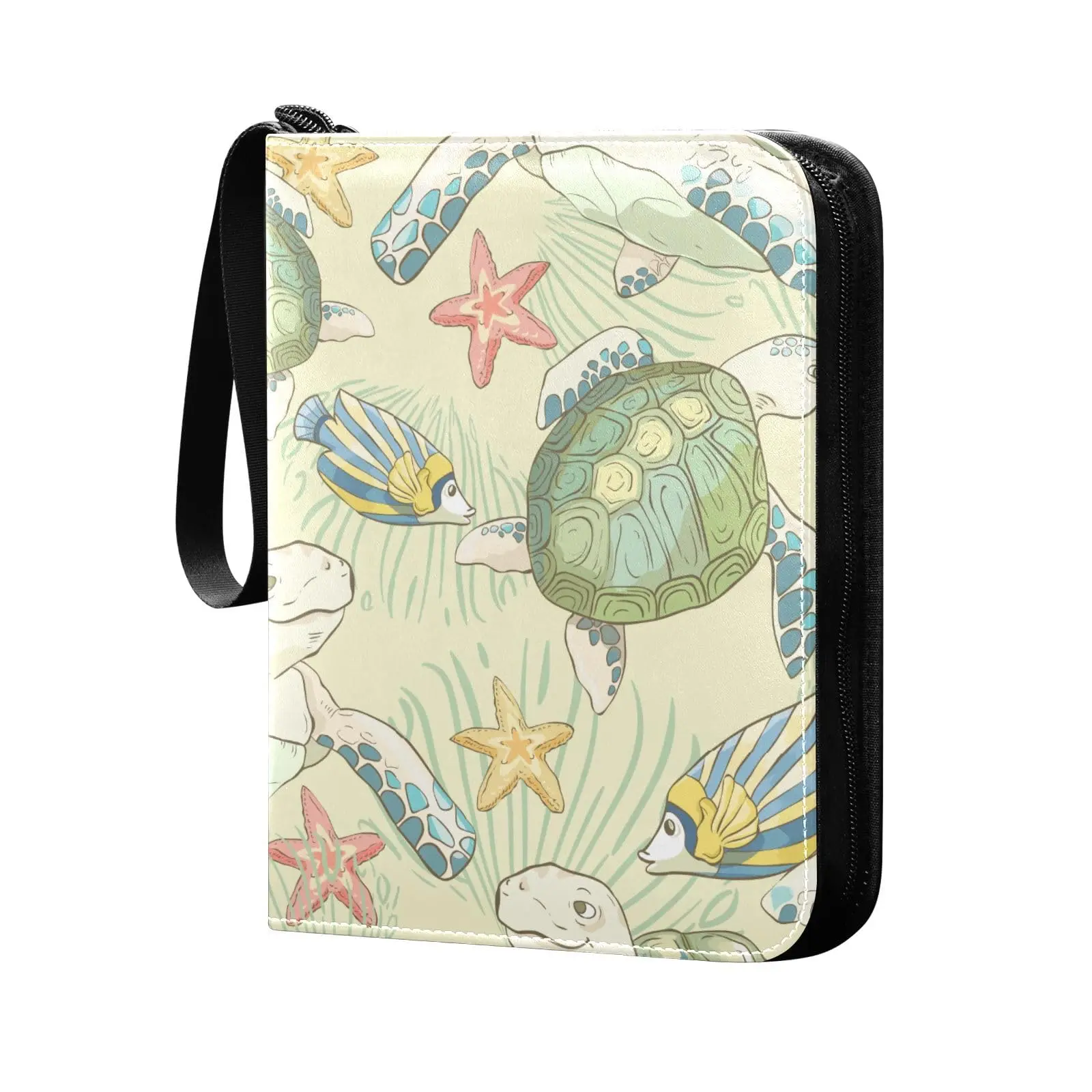 Sea Turtles Marine 4 Pocket Cards Binder, 400 Double Sided Pocket Album for Sport Game Cards, Unique Card Collection Storage