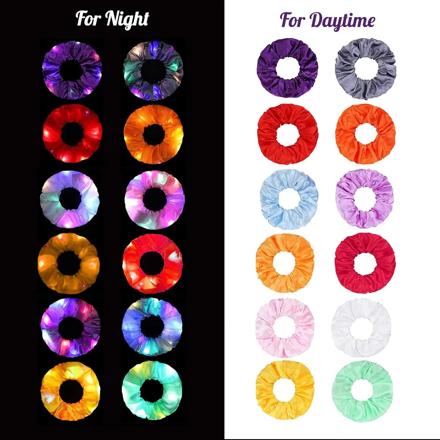 6pcs LED Scrunchies Hair Bands Light Up Scrunchies Elastic Glow in The Dark Srunchie Accessories for Rave Carnival Neon Birthday view 3