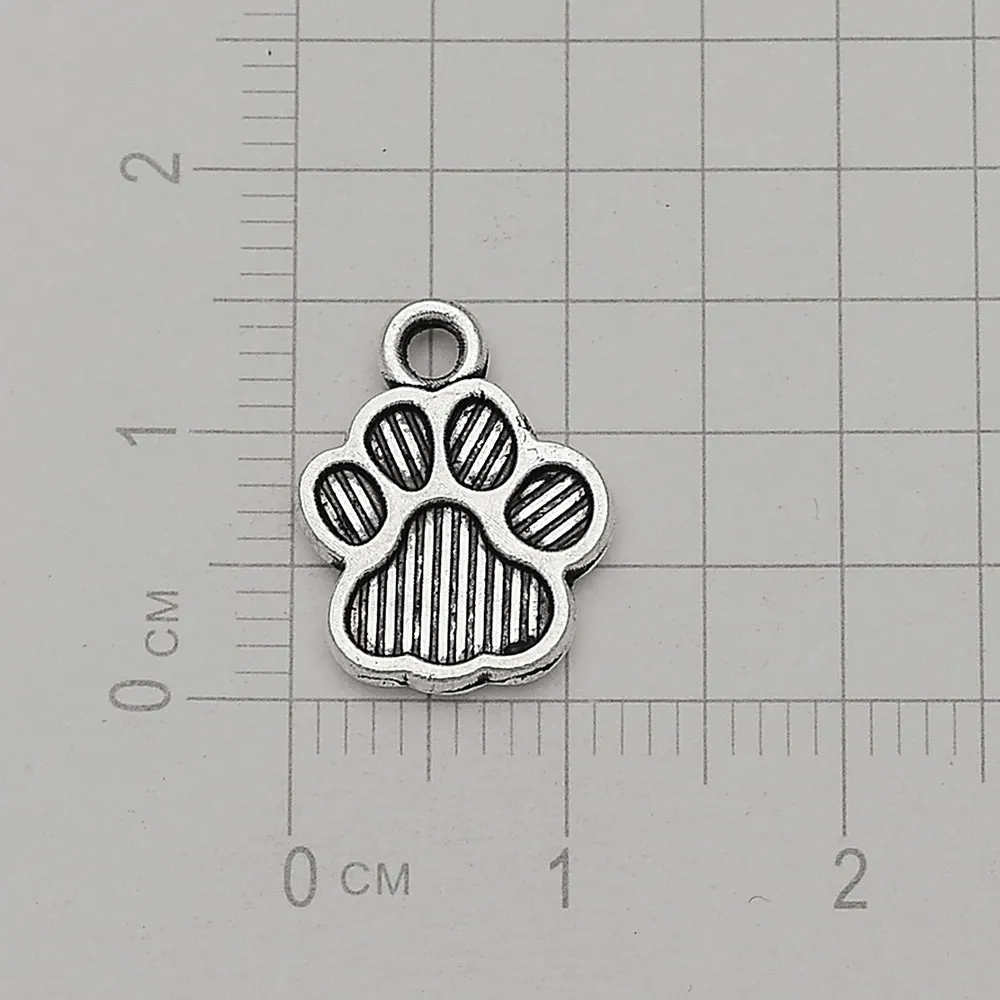 30pcs/lot Antique Silver Plated Cat Dog Pawprint Charms Animals Pet Pendant For Diy Jewelry Making Findings Supplies Accessories