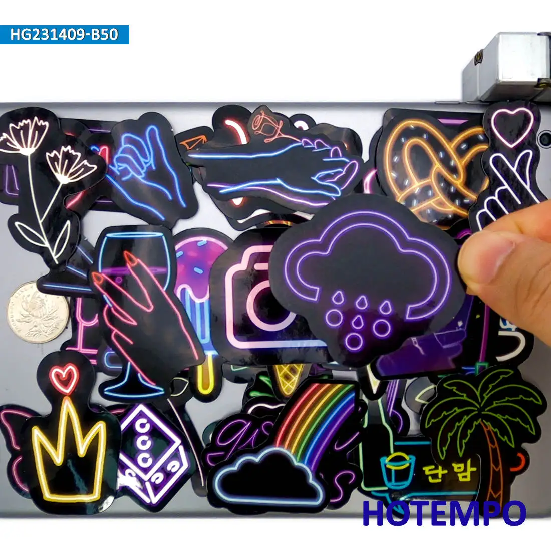 20/30/50PCS Cute Neon Stickers Colorful Graffiti Retro Decals for Scrapbook Journal Car Motorcycle Luggage Laptop Phone Sticker