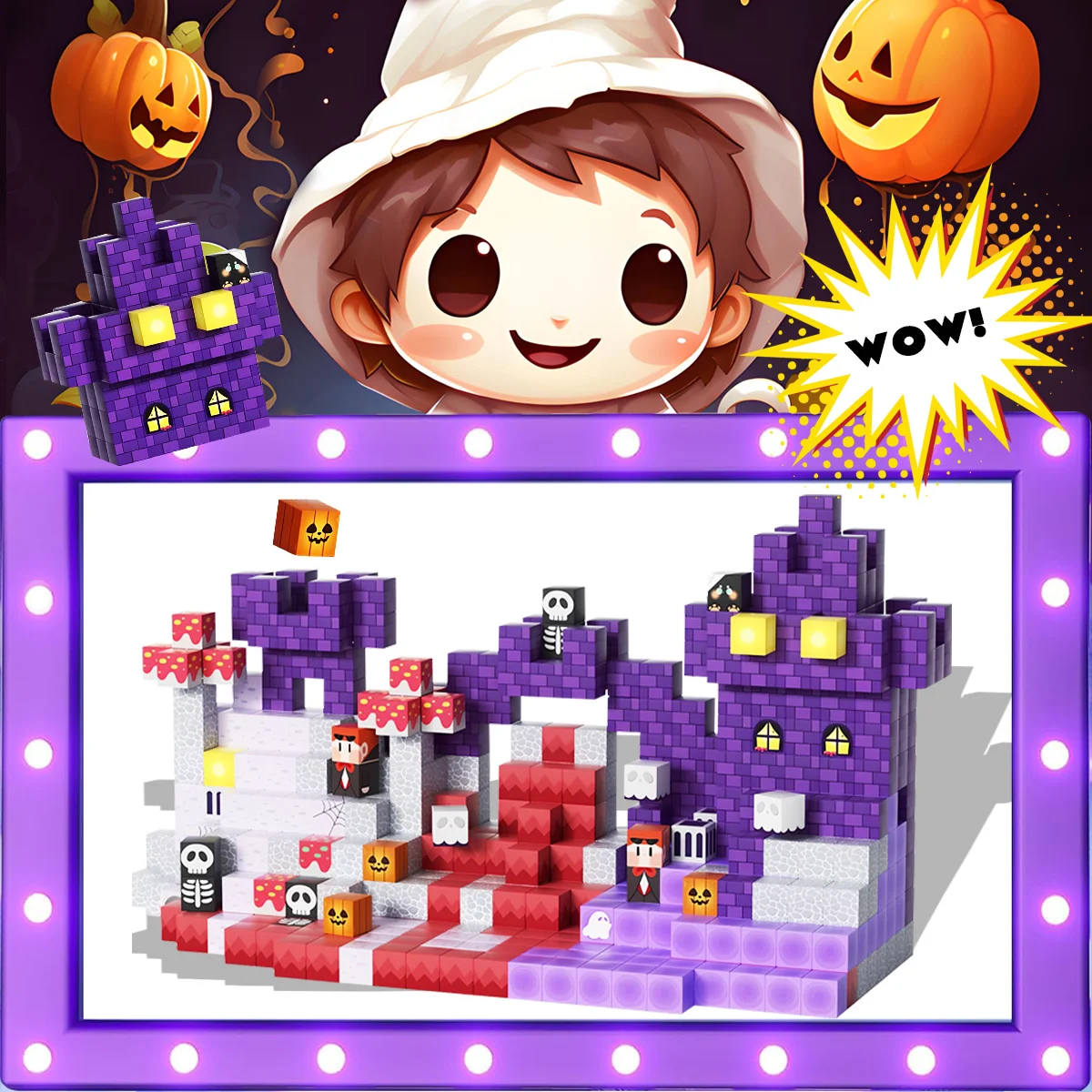 Blocchi magnetici a tema giorno di Halloween, cubi magnetici, giocattoli magnetici, regali perfetti di compleanno, Natale, Halloween