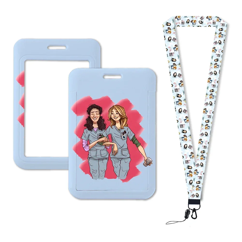 Grey's Anatomy Cartoon cremital Holder portachiavi cordino da collo per Pass Card Anime porta carte di credito portachiavi cinghie