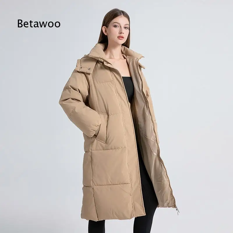 Womens hooded cotton padded jacket loose fit versatile stylish thick warm outerwear fashionable winter coat for various daily o