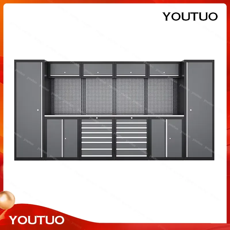 Multi-Functional Steel Tool Cabinet with Modular Workbench System