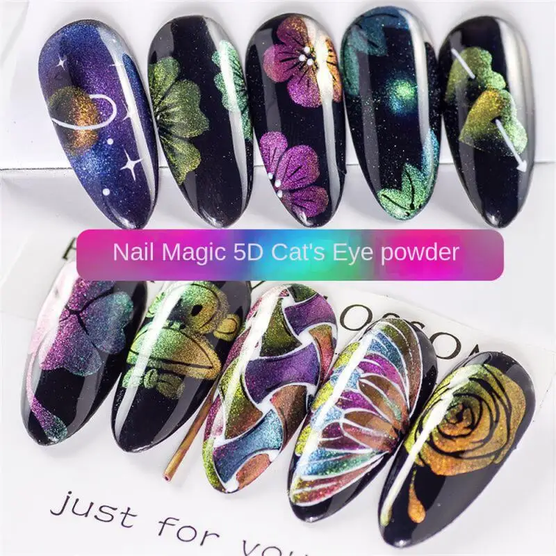 1~4SETS Nail Art Nails Nail Glitter Powder Nail Supplies 5d Cats Eye Powder Manicure 7 Color Nail Glitter Pigment