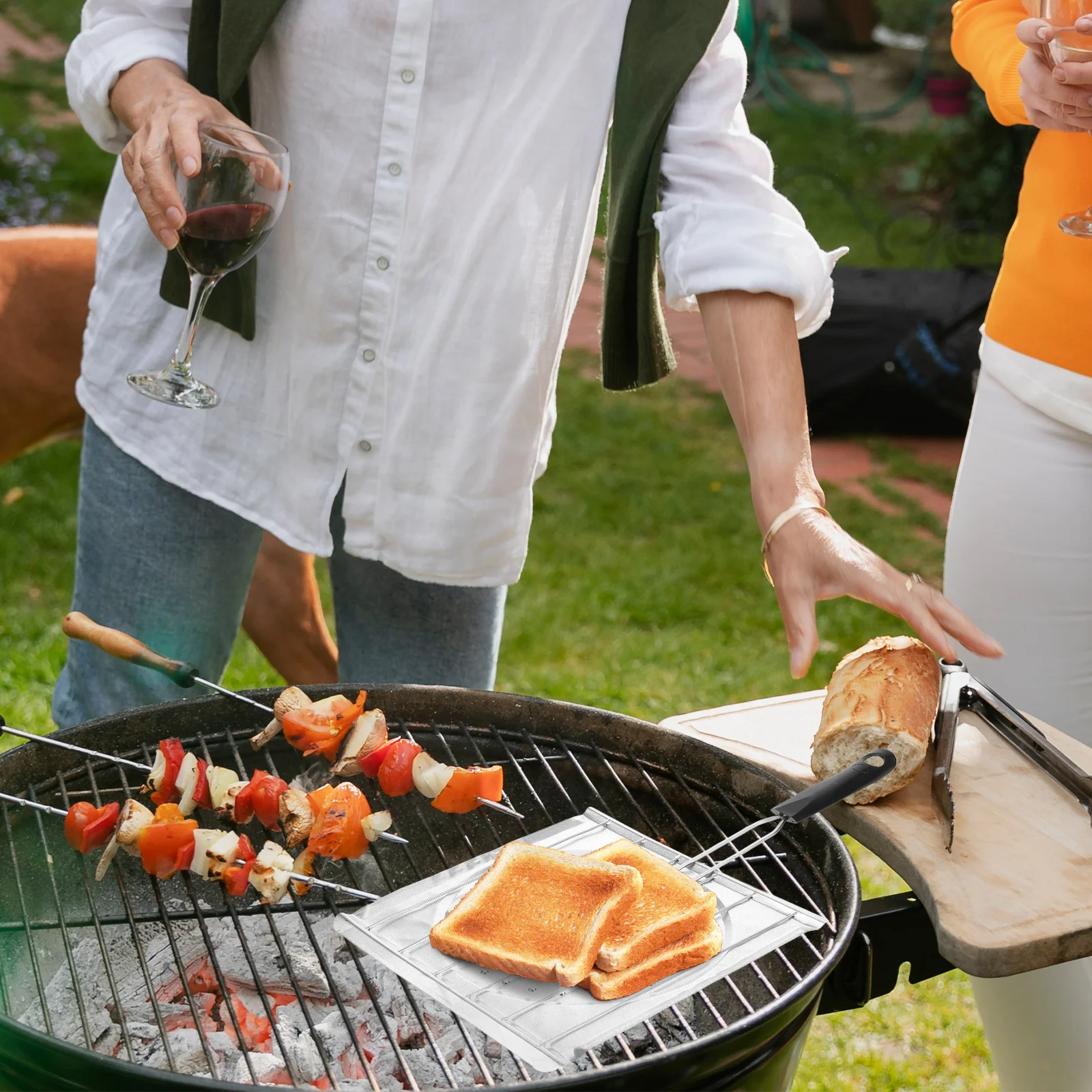 

Grill Camp Stove Toaster BBQ Basket Air Fryer Tray Oven Arepa Toster Utensils Barbecue Gas Baskets Grilling Arepas