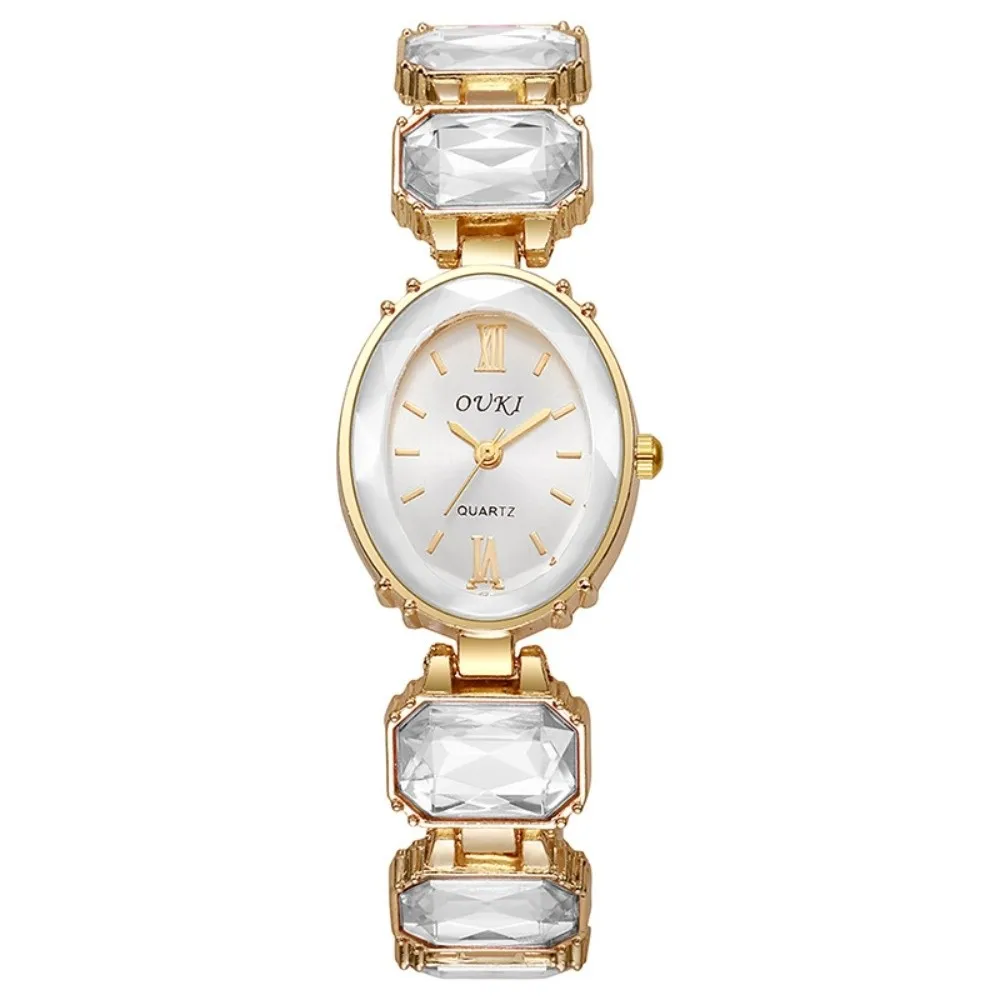 Rhinestone Quartz Watches Diamond Studded Watch Strap with Adjustable Bracelet Rotundity Shaped Watch Women Wristwatch