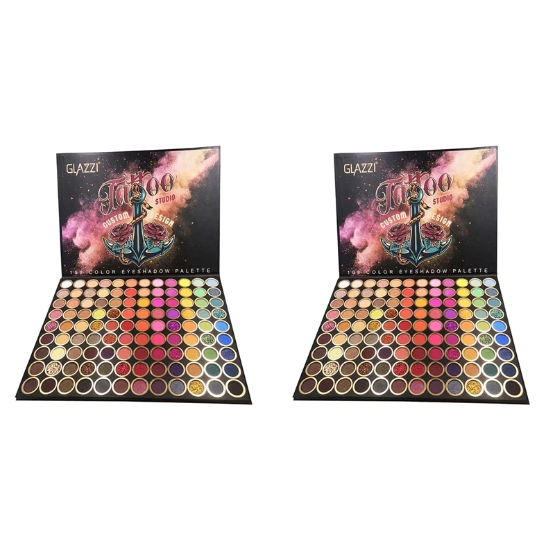 

2X GLAZZI 108 Colors Gliltter Eyeshadow Palette Matte Eye Shadow Pallete Shimmer Shine Nude Make Up Palette Kit Cosmetic