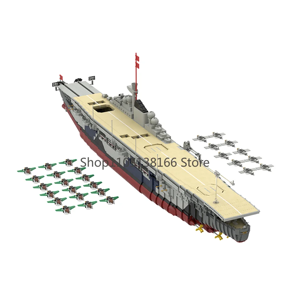 MOC-34030 Graf Zeppelin MOC Building Blocks, WWII German Aircraft Carrier, Detailed Warship Model for Collectors