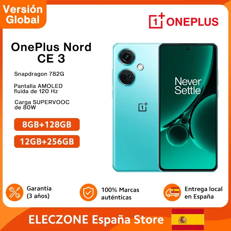 Global version OnePlus Nord CE 3 5G Snapdragon 782G 120Hz Fluid AMOLED 80W SUPERVOOC 5000mAh main camera battery 50MP