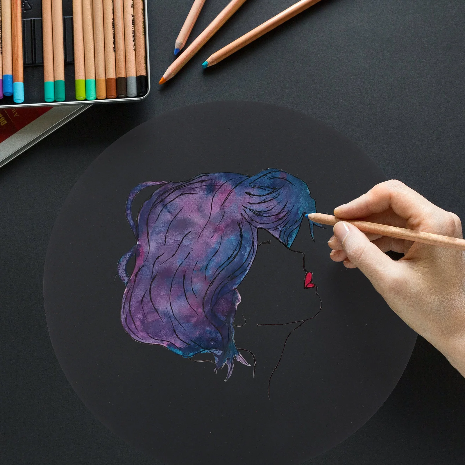 

50Pcs Round Black Cardboard Heavy Duty Drawing Paper Sheets for Art Craft Mandala Sketch Oil Painting Kids Coloring