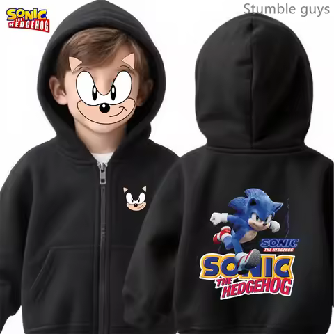 Sonic Kids Anime Zip Hoodie Spring Autumn Boys Clothes Girls Sportswear Comfortable Daily Wear