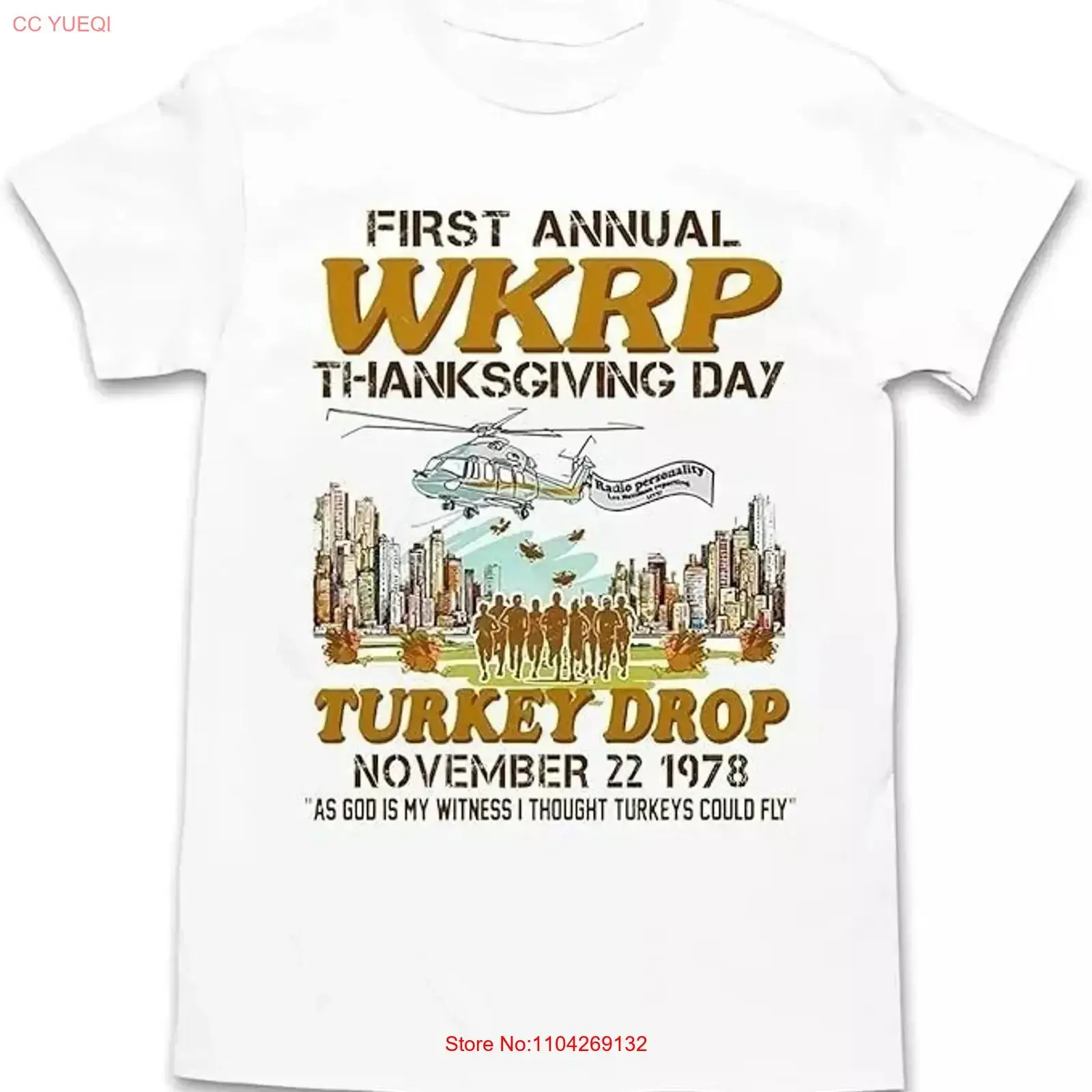 First Annual WKRP Thanksgiving Day Turkey Drop T Shirt Funny vintage Washed Unisex graphic homme Comfortable Stylish Breathable