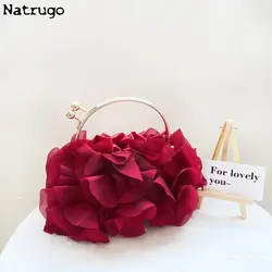 Women's Evening Clutch Exquisite Luxury Designer Chiffon Fabric Party Clutch Bag Female Shoulder Bag Purses Handbag Wedding Bag