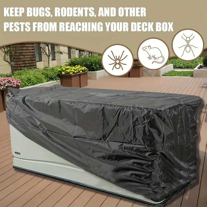 1pc Large Patio Deck Box Cover - Durable 210D Tear Resistant, Waterproof, and UV Resistant - Protect Your Outdoor Furniture from