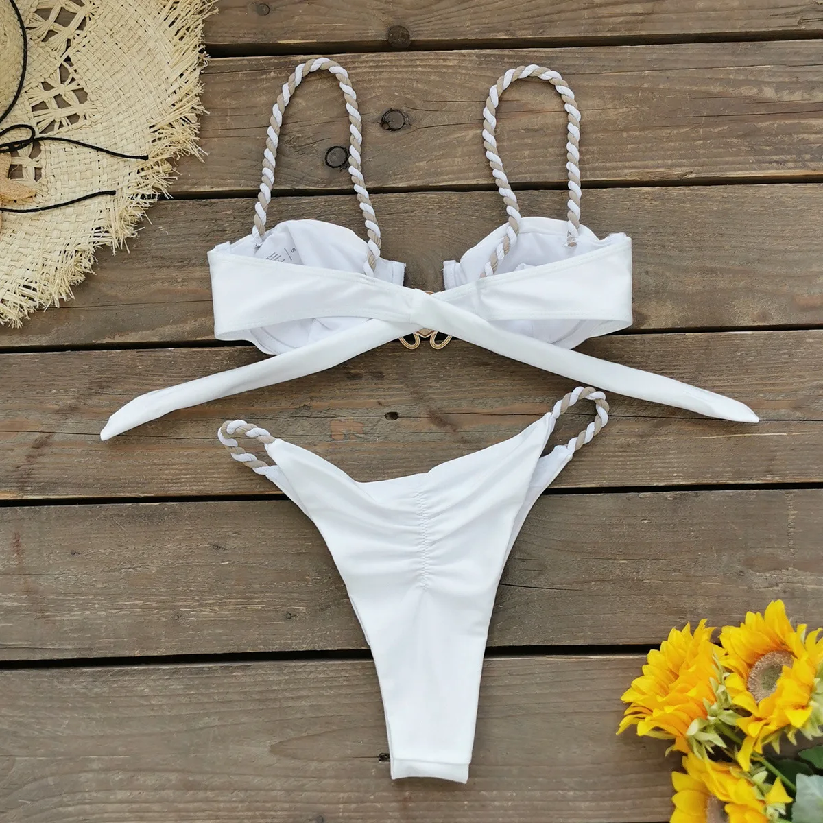 Sexy 3-Piece Push-Up Bikini Set 2025 Women's Shell Button Swimwear with Long Skirt Bathing Suit Beach Cover up Female Swimwear
