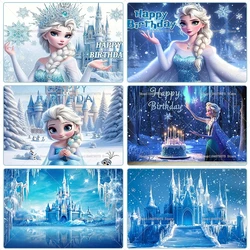 Disney Frozen Photography Background Princess Anna Elsa Children's Birthday Party Background Decoration Baby Party Props Banner