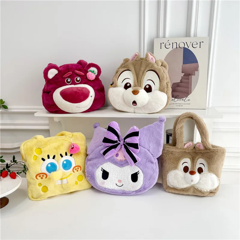 Disney Backpack Cartoon Chip \'n\' Dale Plush Handbag Fashion Women\'s Bag Large Capacity Shoulder Bag Shopper Bag Birthday Gift