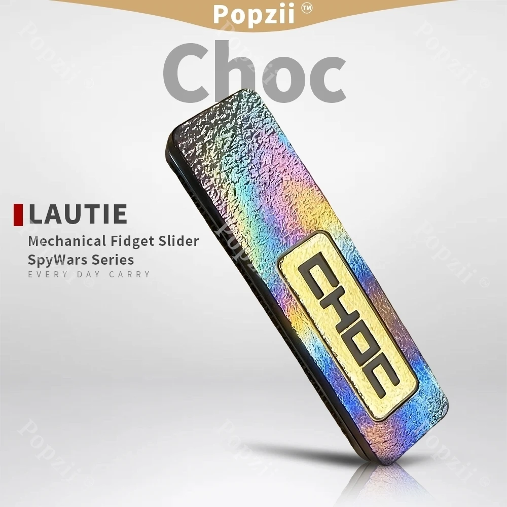 LAUTIE Choc EDC Zirconium Hand Carving Mechanical Push Slider Metal Juguetes Anti Ansiedad Cool Gadget Fidgeting toys