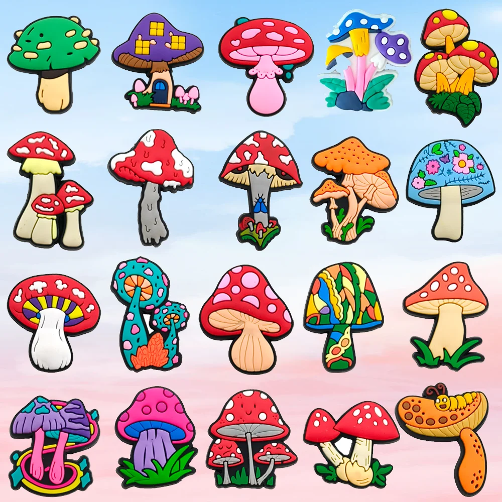 

3/20PCS PVC mushroom Shoe Charms Accessories Buckle Fit Wristbands Shoe Charms Decoration