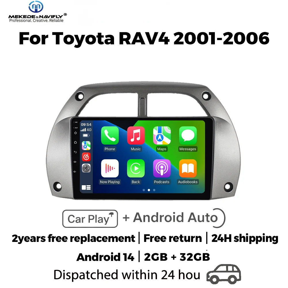 Para Toyota RAV4 2 CA20 CA20W XA20 2001-2006 Android 14 inalámbrico Carplay Radio de coche reproductores Multimedia Central sistemas inteligentes