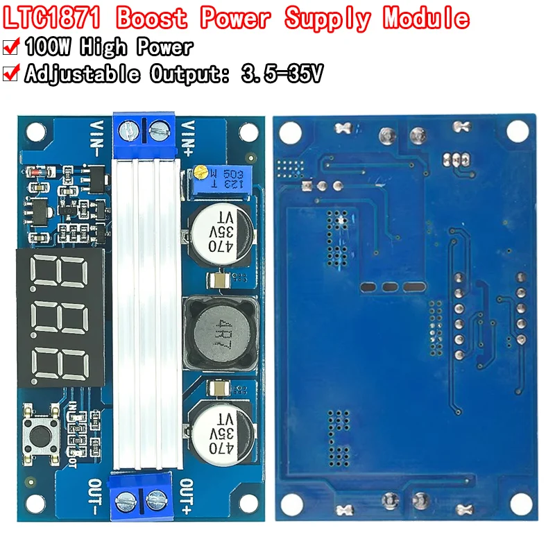 DC DC-DC 3~35V to 3.5~35V LTC1871 Booster step up Step-up module Converter Regulated Power Supply+VoltMeter