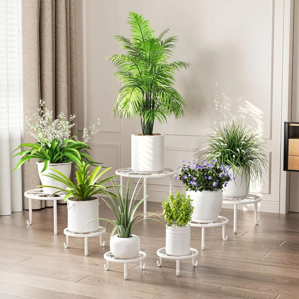 ZUIYIN 7 Pack Metal Plant Stands for Outdoor Indoor, Anti-Rust Iron Flower Pot Stands Outdoor Plants Stands for Balcony