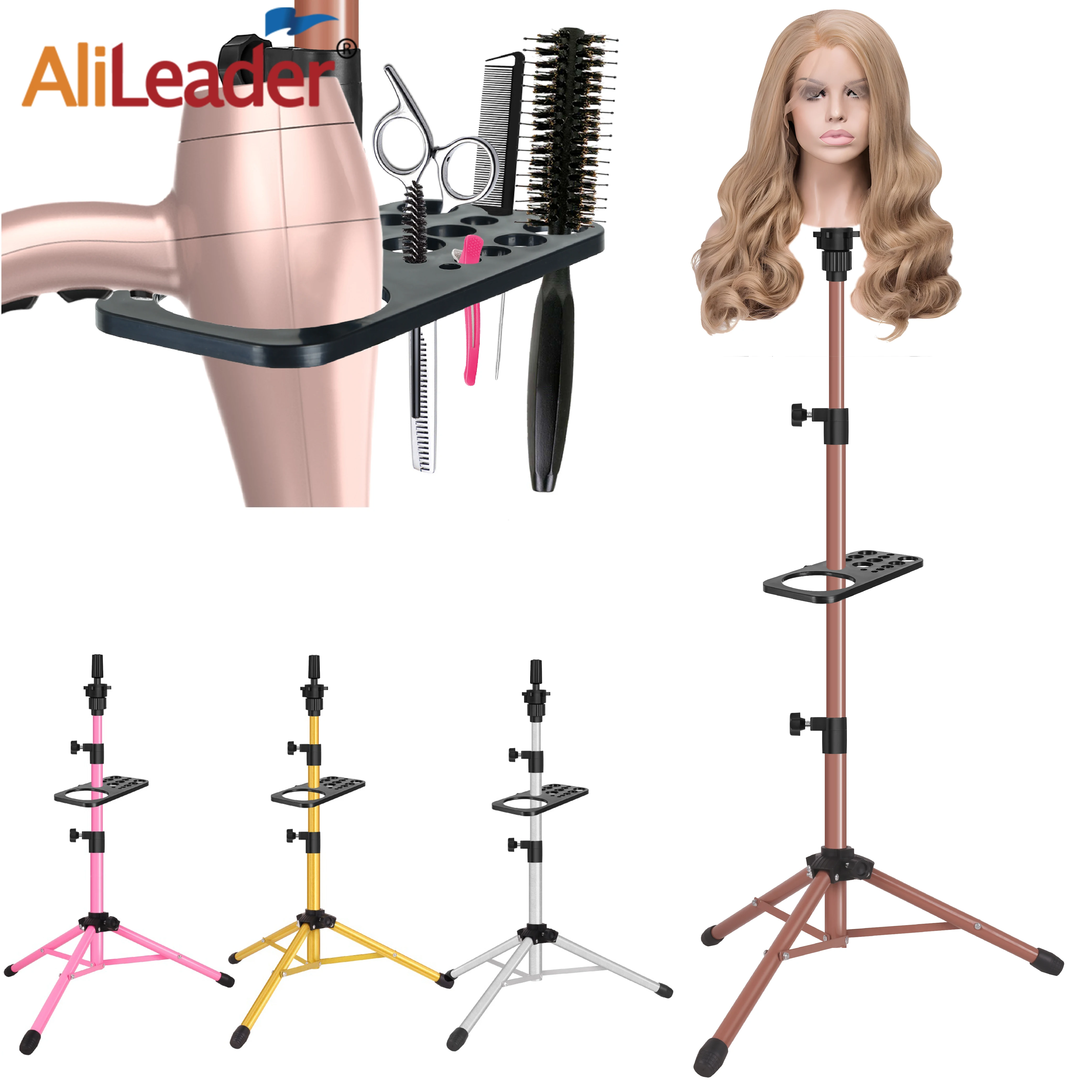 

Сверхмощная подставка для головы манекена, 50-дюймовая регулируемая подставка для парика с подносом для парикмахерской, укладки парика, дисплей