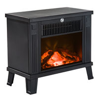 Homcom Portable Electric Fireplace 600W/1200W with Flame Effect Black