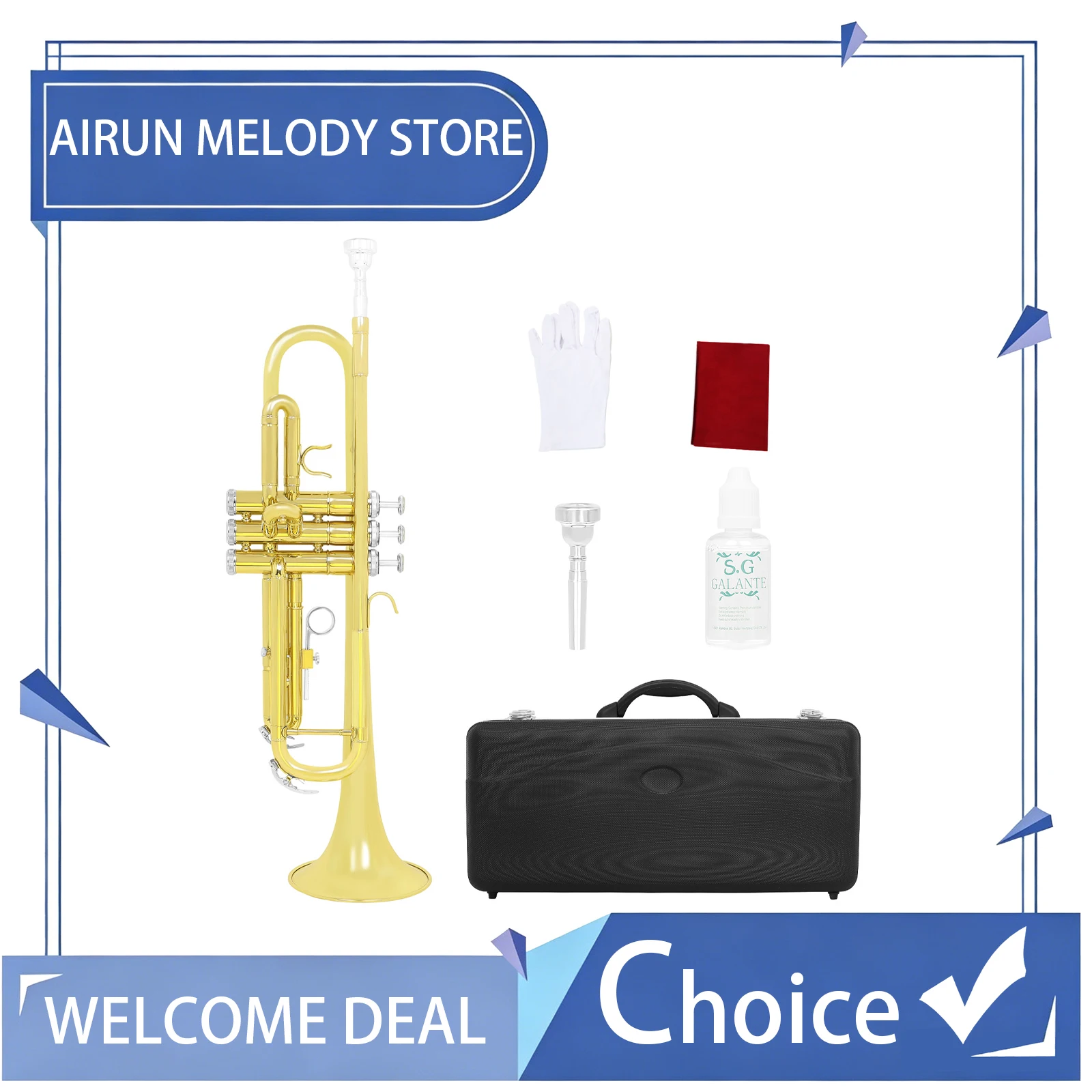 Musical Instrument In Orchestra - ﻿ Lackierte Gold-Messing-Trompete in Bb-Stimmung, Komplettes