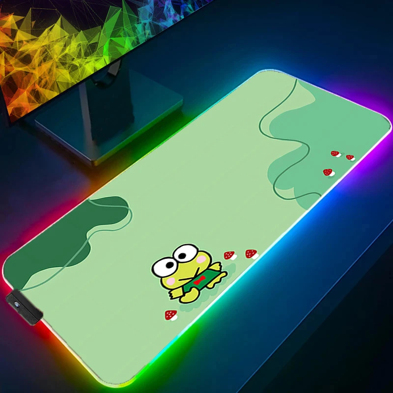 

Gaming RGB Mousepad K-kero K-kero K-keroppi Backlight Big Computer Gamer LED Mouse pad Rubber with Locking Edge Gaming Mouse Mat