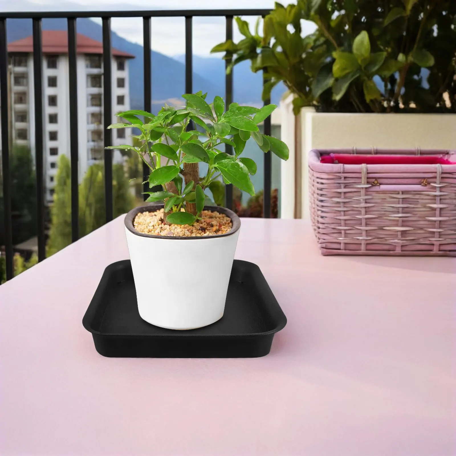 4Pcs Square Plant Pot Drip Tray 32Cm Thickened Plastic Matte Flower Pot Saucer Balcony Garden Water Tray Drip Trays for Plants