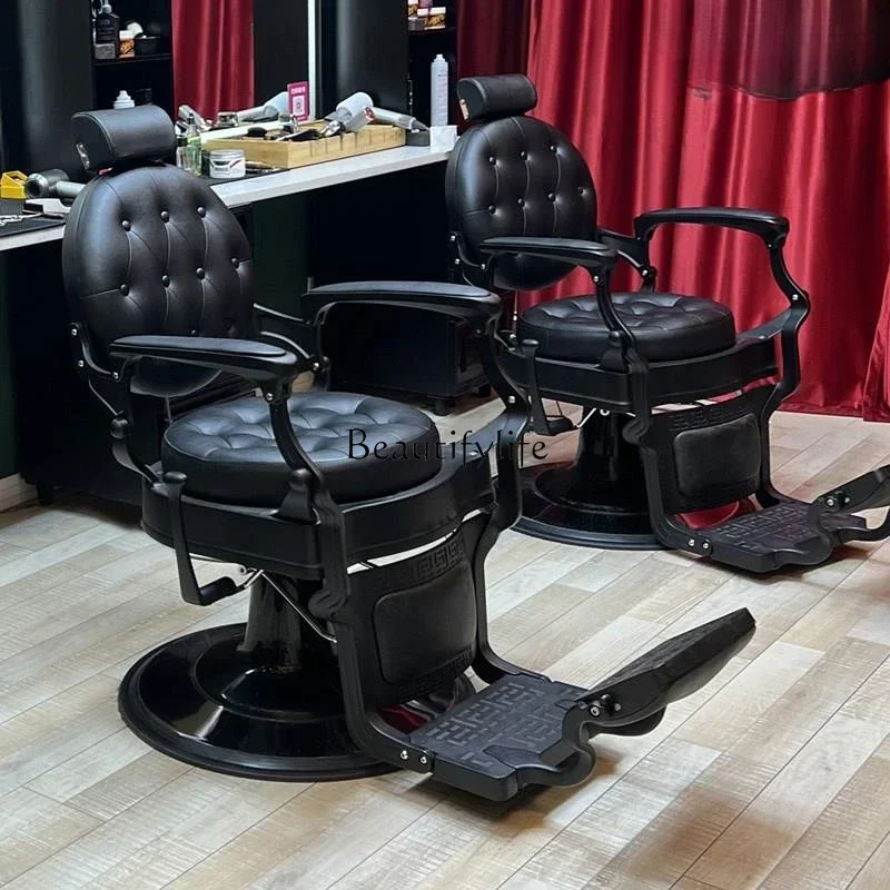 Barber Shop Chair Can Be Put down Retro for Hair Salon Hair Cutting Chair