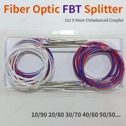 10pcs Different Types 1x2 0.9mm Unbalanced Coupler 10/90 20/80 30/70 40/60 50/50 Fiber Optic FBT Splitter, Without Connectors