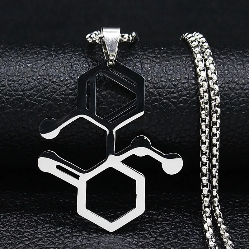 Ketamine Molecule Stainless Steel Farmacia Necklace Multipolar Neuron Biology Psychology Necklaces Jewellery collar mujer N1133
