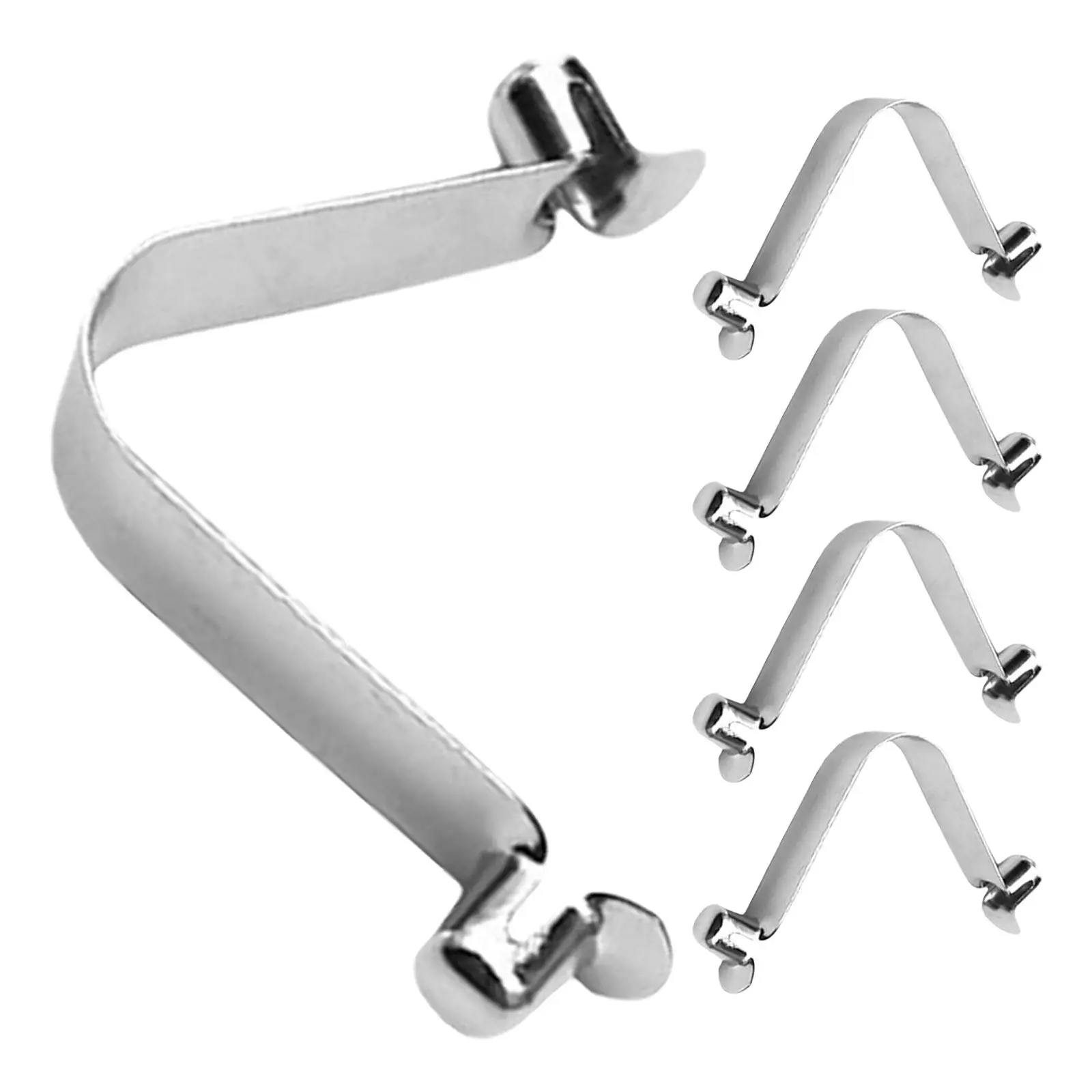 5pcs Stainless Steel Pool Net Clips – V-Shaped Double Pin Spring Button for Telescopic Poles