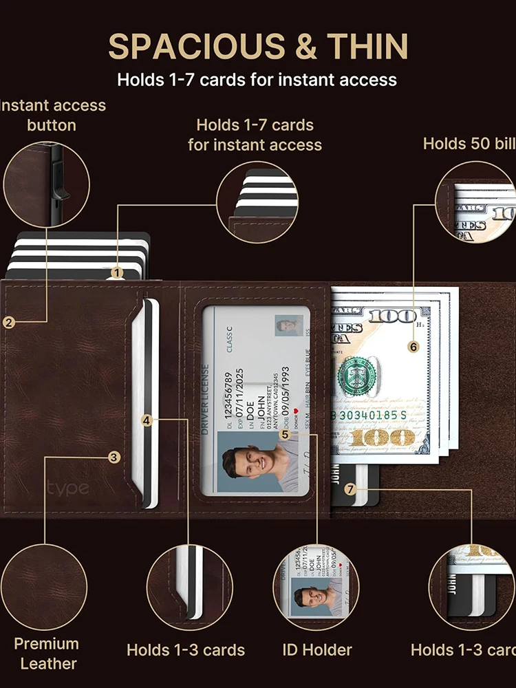 Smart Wallet for Men RFID Blocking Slim Carbon Fiber AirTag Wallet