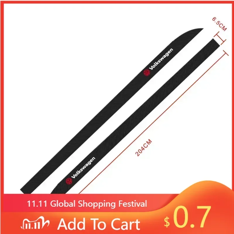 

For VW New 2pcs Car Door Side Skirt Sill Stripe Carbon Decals Auto Styling Accessories For Volkswagen VW Golf Passat B6 Jetta To