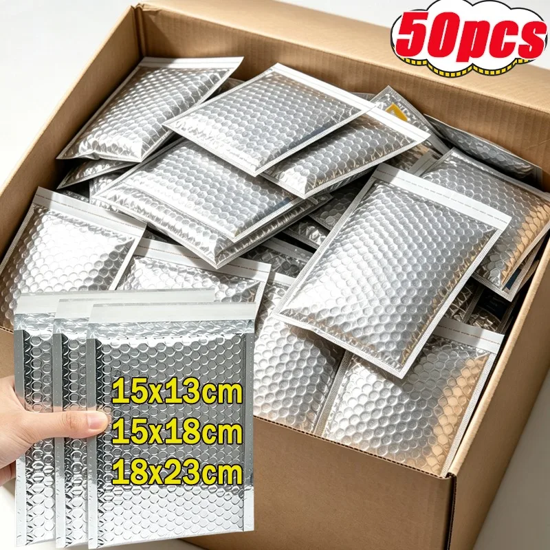 10-50Pcs Silvery Bubble Envelope Shipping Packaging Supplies Packing Bag Bags Small Business Mailer Mailing Office School