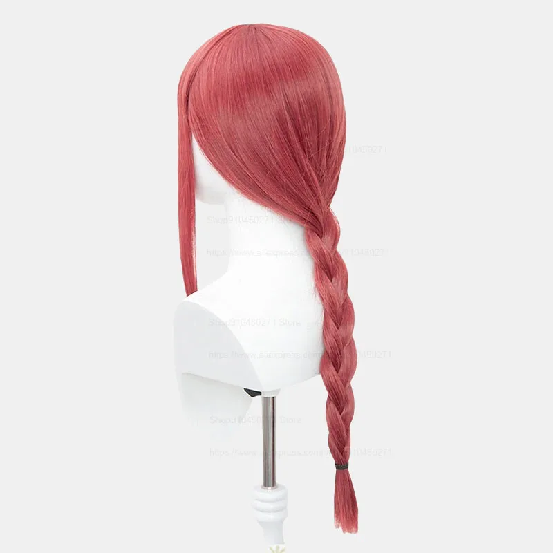 High Quality Anime Chainsaw Man Makima Cosplay Wig Long Rose Red Heat Resistant Synthetic Hair Halloween Role Play Wigs + WigCap