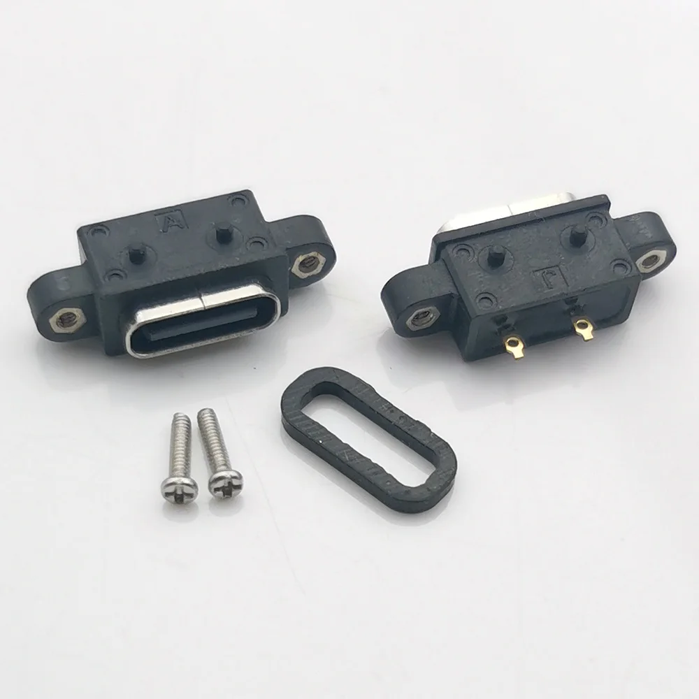 2-20 قطعة TYPE-C 2P مقاوم للماء مع الأذن الإناث مقعد USB 3.1 سلك لحام نوع 2PIN موصل مقاوم للمياه رأس الإناث مع المسمار