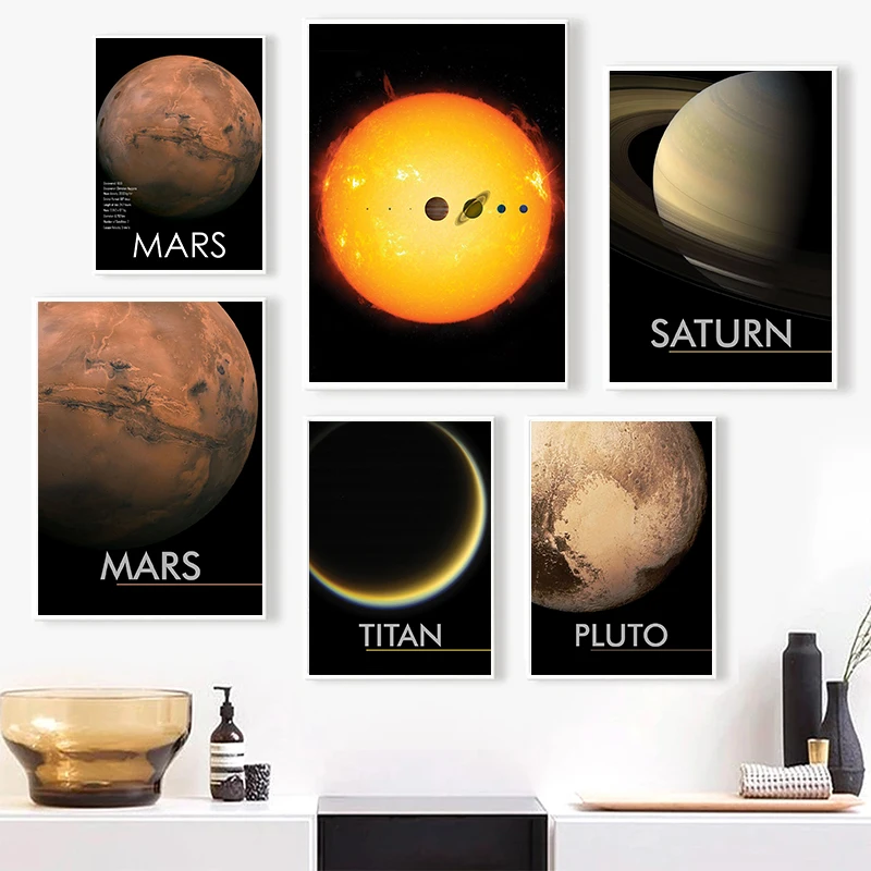 

Modern Planet Space Canvas Paintings Earth Moon Venus Sun Saturn Posters Prints Wall Art Pictures for Living Home Decoration