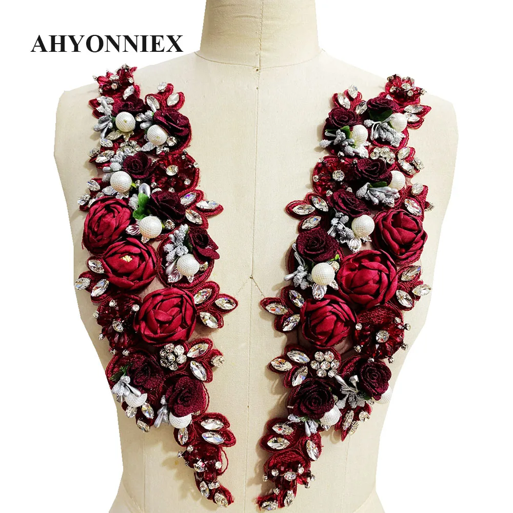 1 stück 3D Blumen Perlen Perle Handgemachte Blume Applique für Kleidung Hohe Qualität Braut Kleid Hochzeit Dekoration – Detail 3