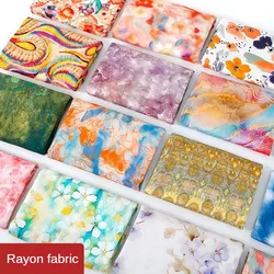 Thin Printed Floral Pattern Dresses Fabric Rayon By Meter for Skirts Cheongsam Sewing Flower Soft Textile Breathable Comfortable