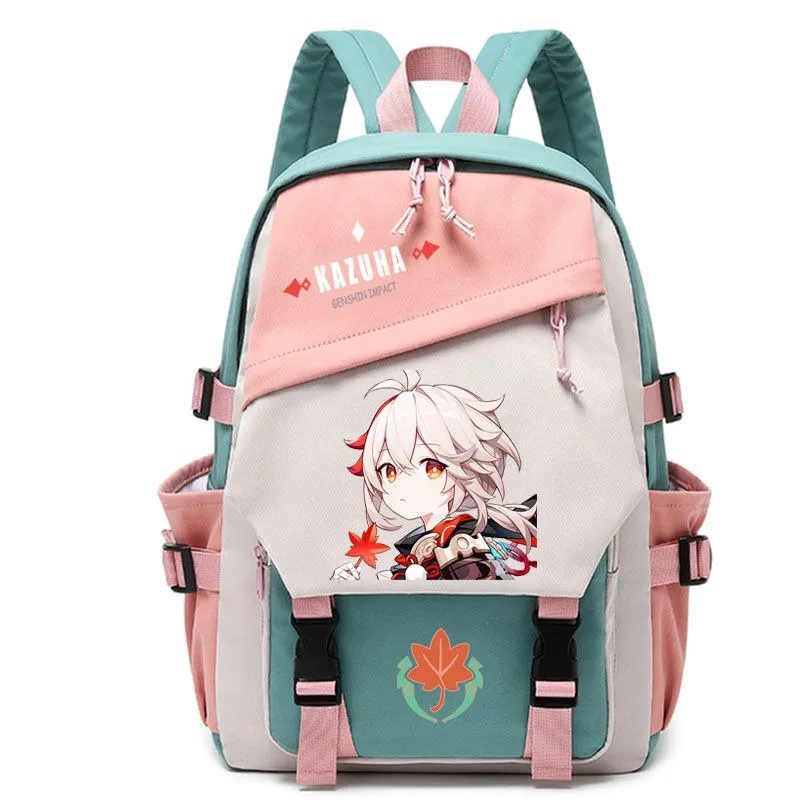 32×45×15cm Black Blue Green, Genshin Impact, Student Kids Teens School Bags, Large Capacity Mochilas Anime Backpacks Girls Boys