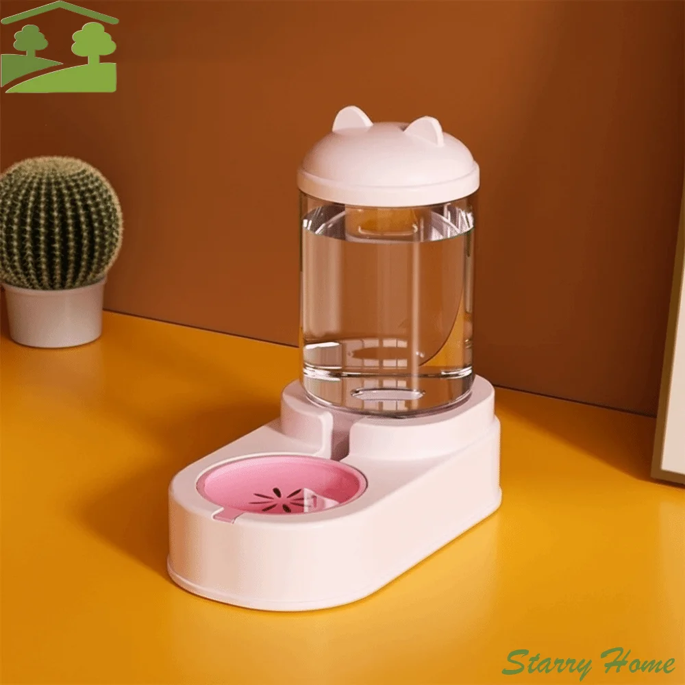 

Автоматическая кормушка для кошек большой емкости, прочный диспенсер для воды с защитой от проливания, пластиковая миска для кормления домашних животных в мультяшной форме