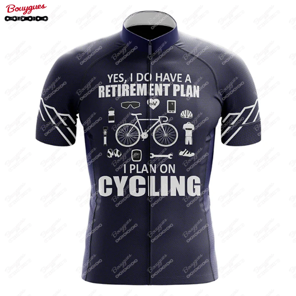 Retirement Plan Cycling Jersey For Men Short Sleeve Reflective MTB Maillot Downhill Pro Team Mountain Bicycle Clothing  Summer